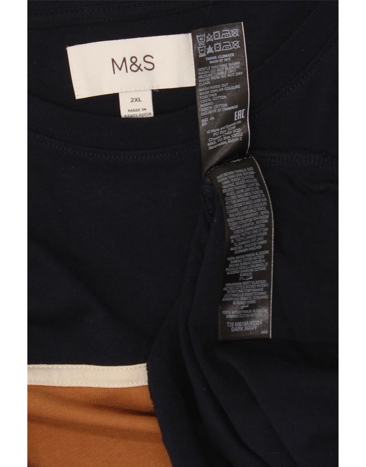 Top masculino Marks & Spencer manga comprida 2XL algodão colorblock azul marinho