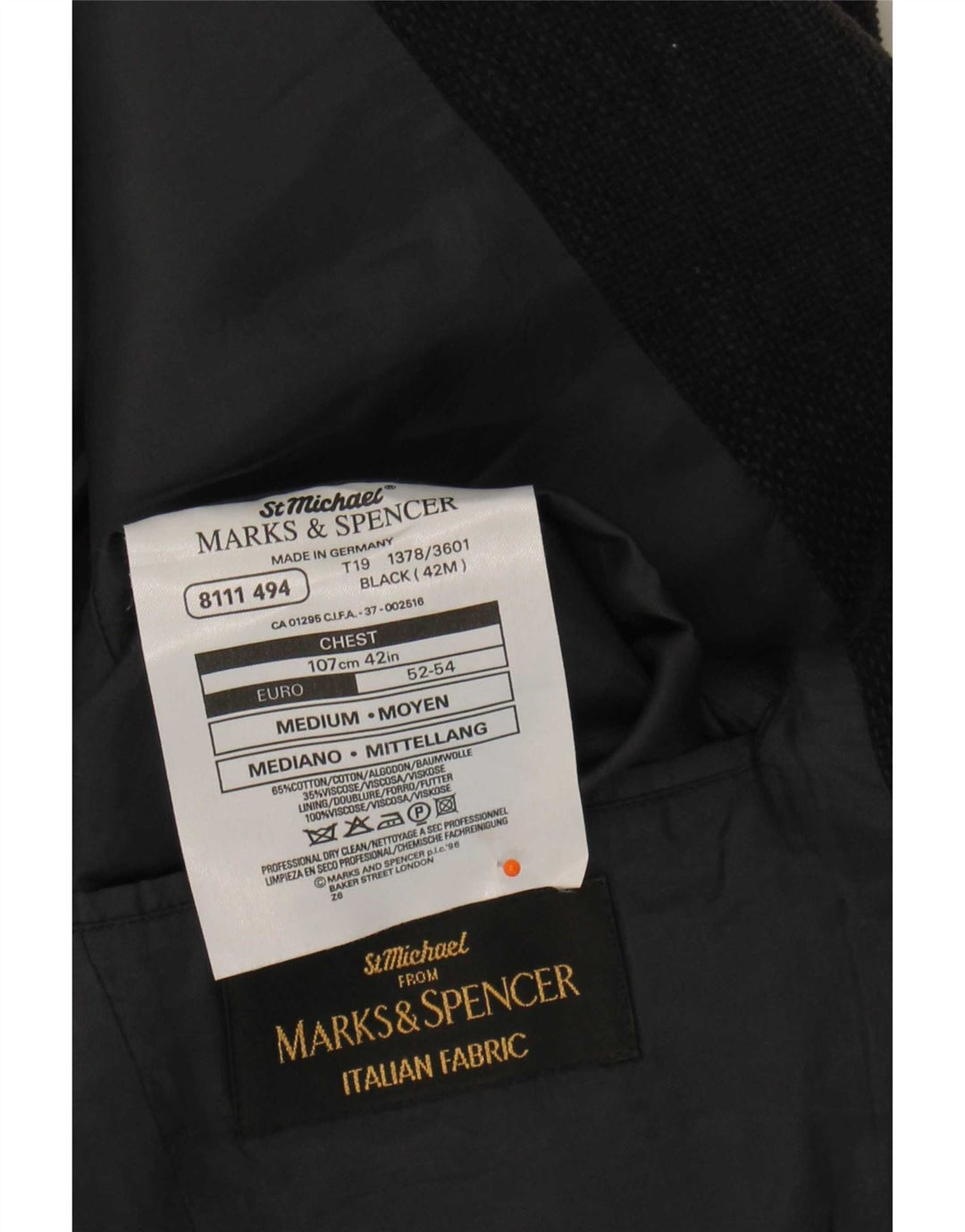 Jaqueta Marks & Spencer masculina St. Michael Blazer Reino Unido 42 grande preta manchada