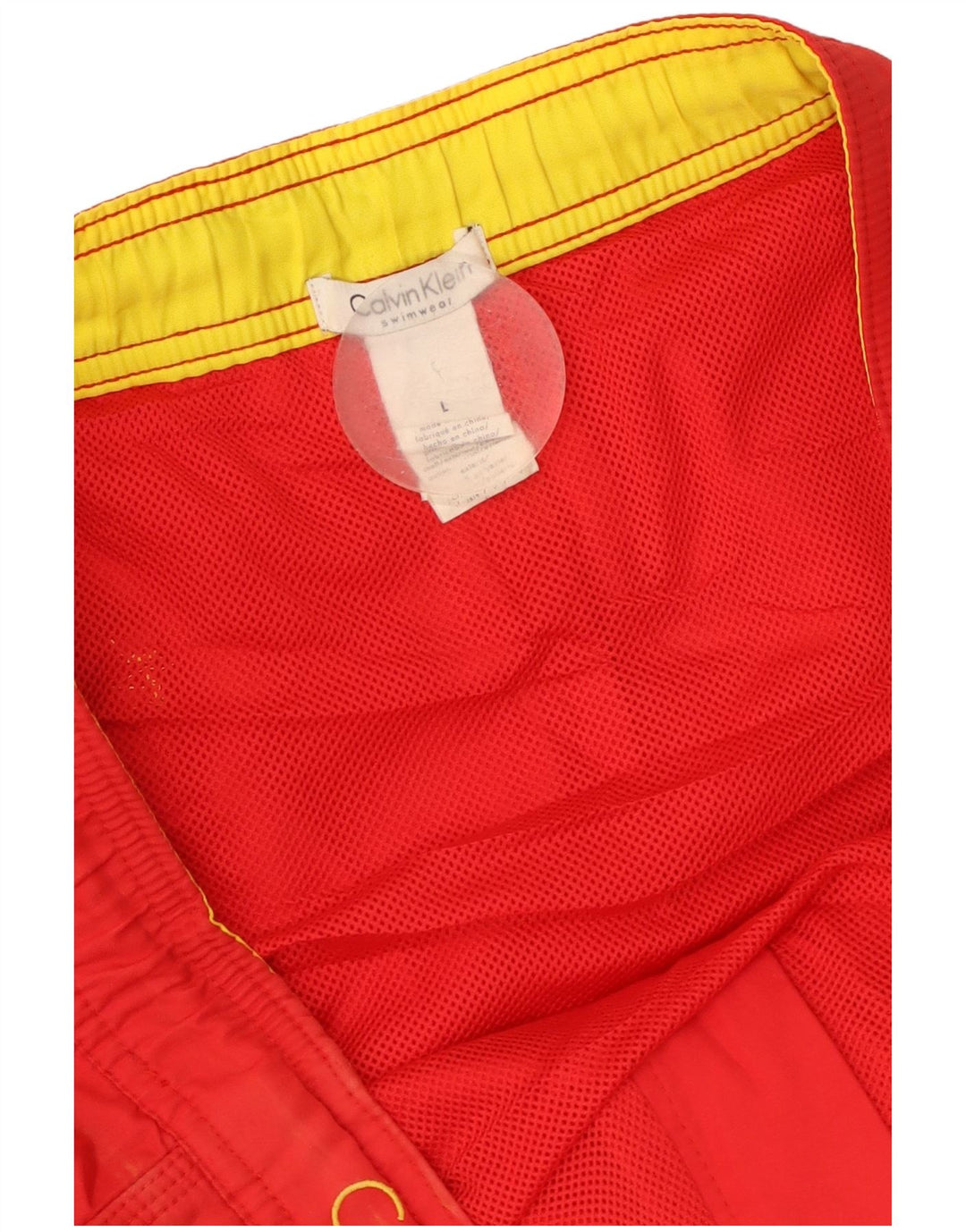 Calvin Klein Shorts de natação masculino gráfico grande poliéster colorido vermelho