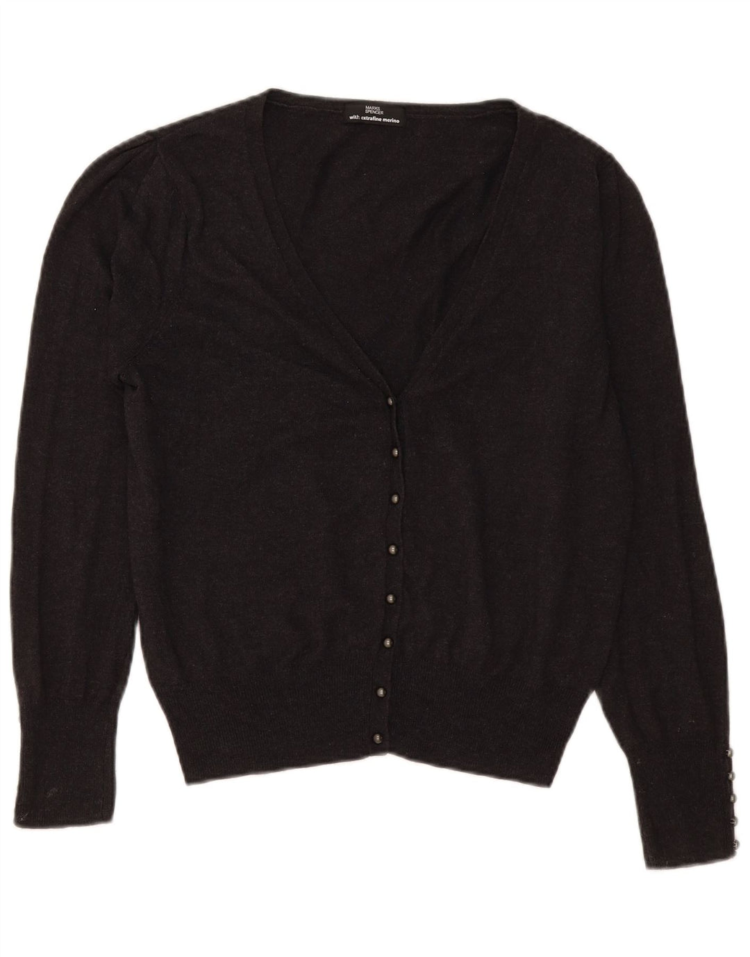 Suéter cardigã feminino MARKS & SPENCER Reino Unido 16 grande viscose cinza