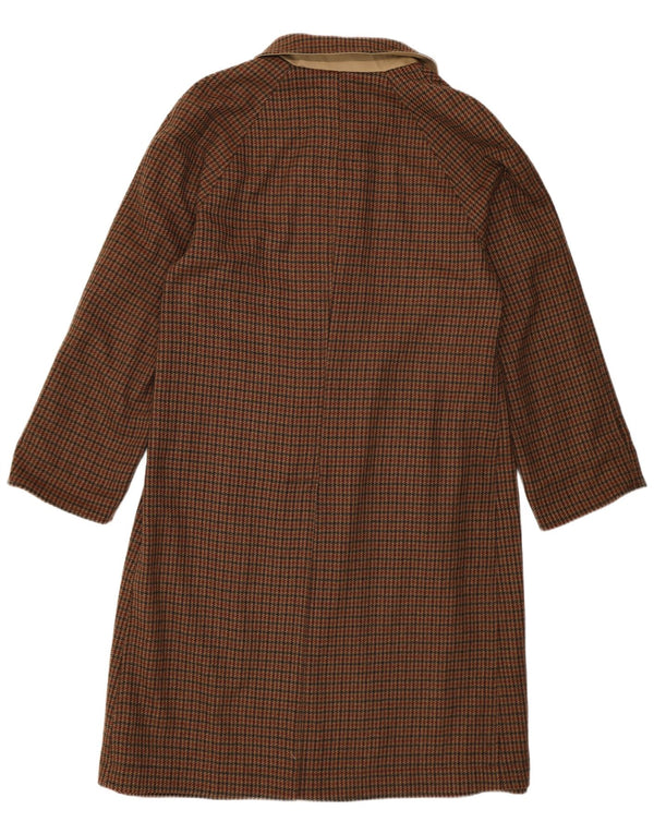 Sobretudo reversível feminino vintage EU 48 2XL lã marrom houndstooth