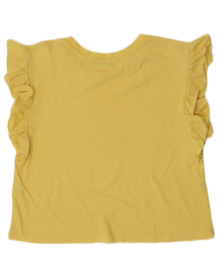 Colete feminino Zara UK 10 pequeno algodão amarelo