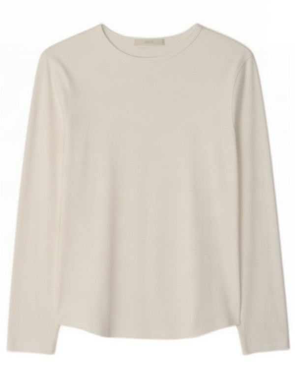 Marks & Spencer Womens Top Long Sleeve UK 10 Small White Cotton
