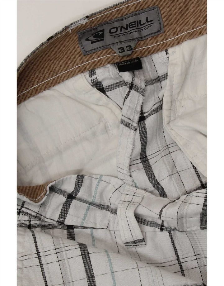 O'Neill Mens Chino Shorts W33 Poliéster Xadrez Branco Médio