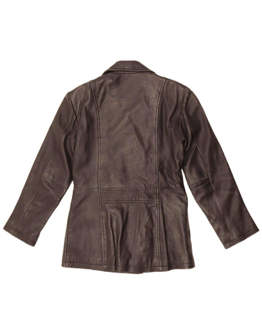 Jaqueta de couro com peito duplo feminino vintage Reino Unido 10 couro preto pequeno