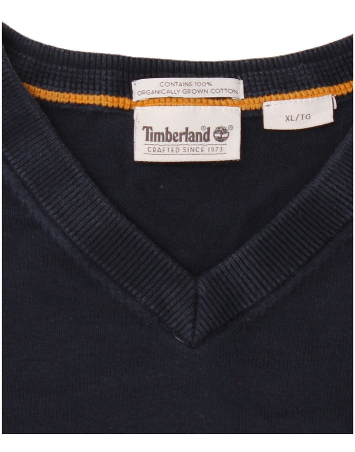 Suéter feminino TIMBERLAND com decote em V UK 18 XL azul marinho algodão