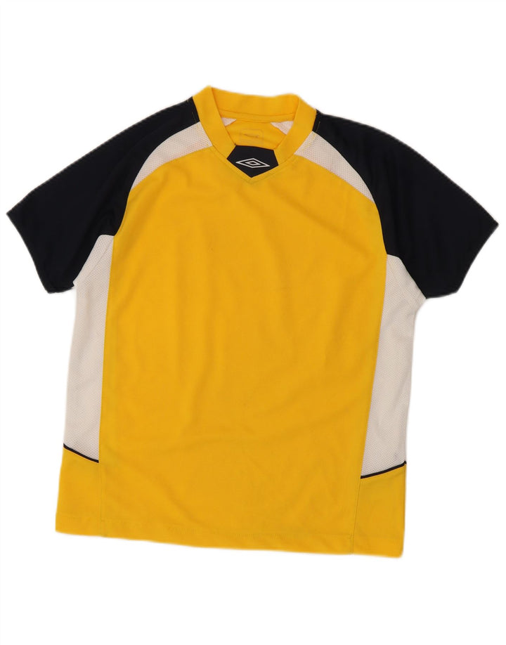 Camiseta gráfica masculina Umbro Top pequeno amarelo colorblock poliéster