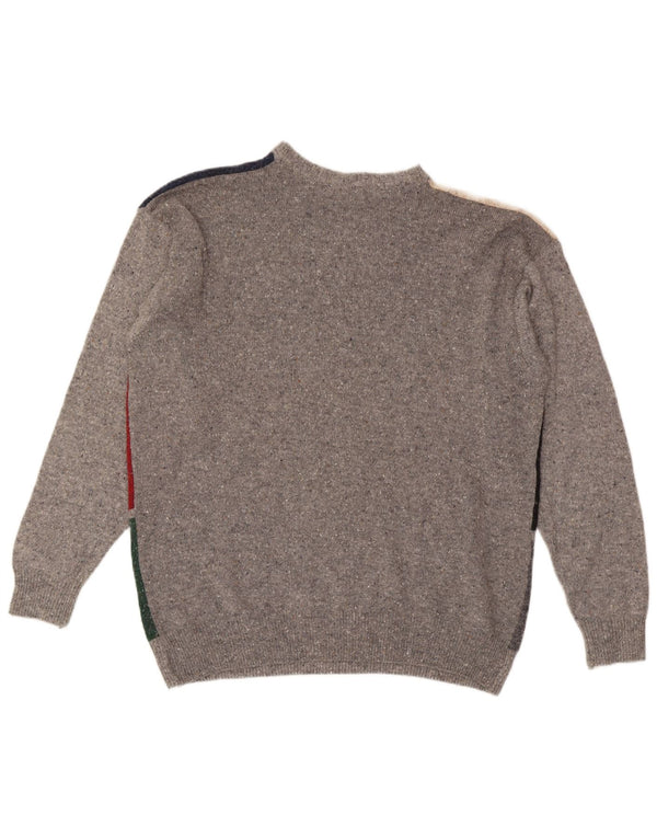 Suéter masculino vintage com gola redonda XL multicolorido geométrico