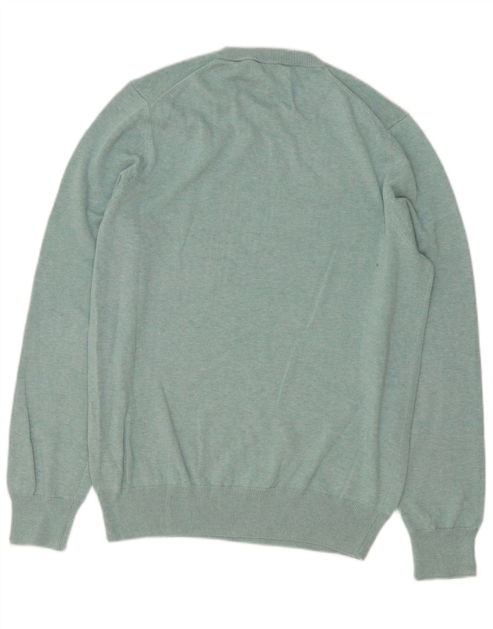 Suéter masculino Marks & Spencer com gola redonda, algodão azul médio