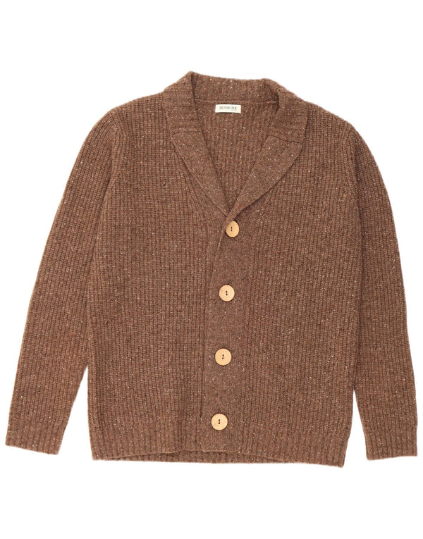 Suéter cardigã masculino A.W.Dunmore EU 54 XL lã manchada marrom