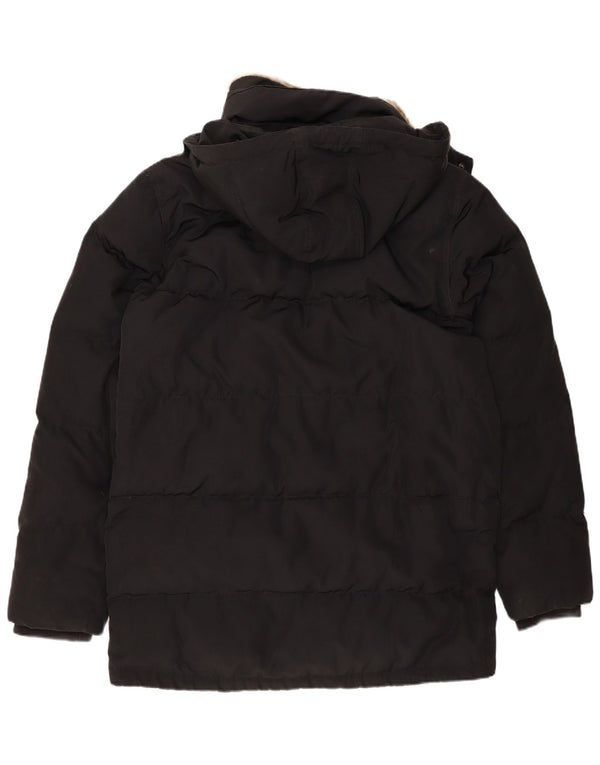 Casaco acolchoado com capuz masculino Tommy Hilfiger Reino Unido 42 XL preto poliéster
