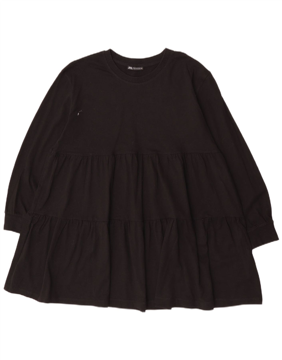 Vestido feminino Zara de manga comprida em camadas UK 14 médio preto