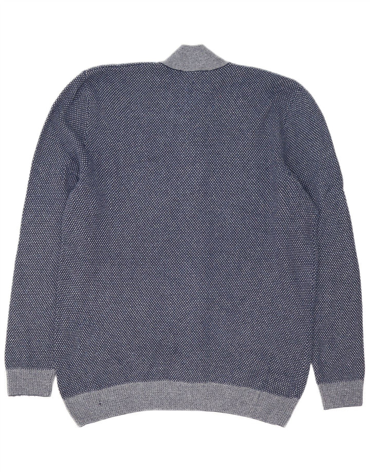 Suéter cardigã masculino Lacoste tamanho 5 grande azul marinho manchado