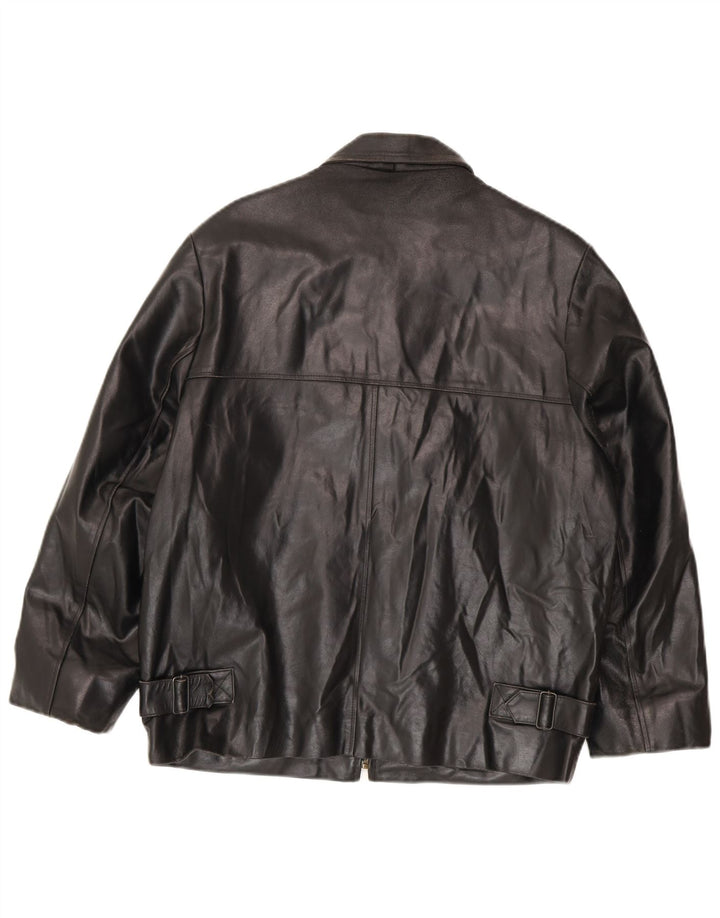 Jaqueta de couro masculina vintage UK 36 pequena couro preto