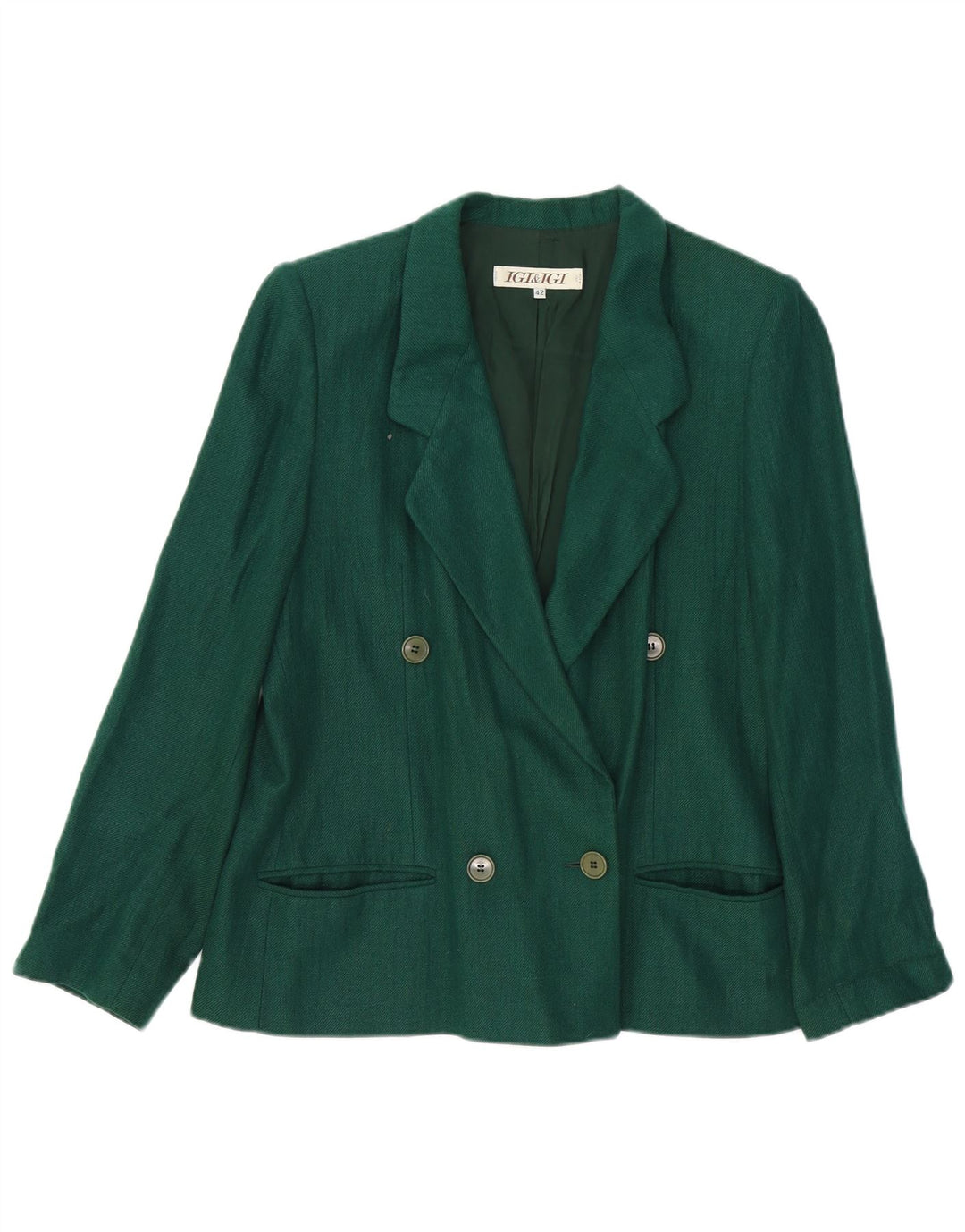 Jaqueta blazer feminina Igi & Igi com peito duplo IT 42 verde médio