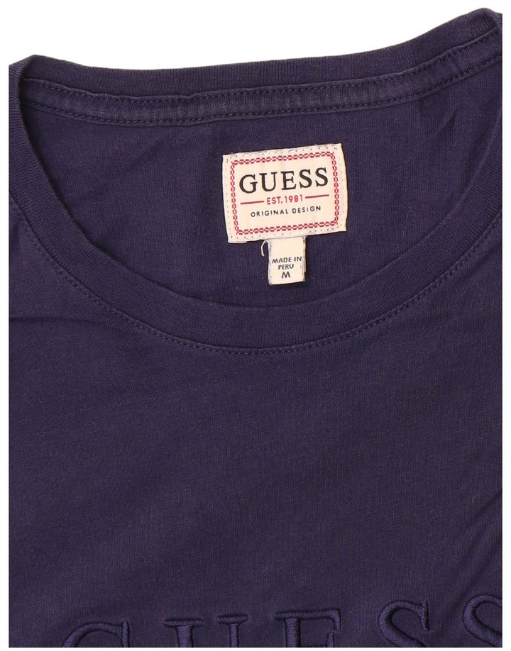 Guess Camiseta masculina gráfica Top médio azul marinho