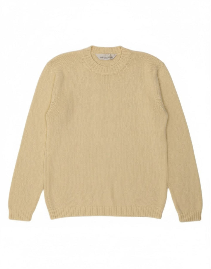 Suéter feminino MARKS & SPENCER com gola redonda, 8 algodão bege pequeno