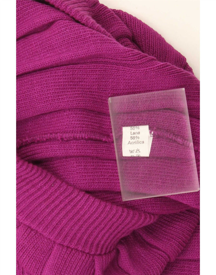 Saia midi de malha feminina vintage W28 pequena lã roxa