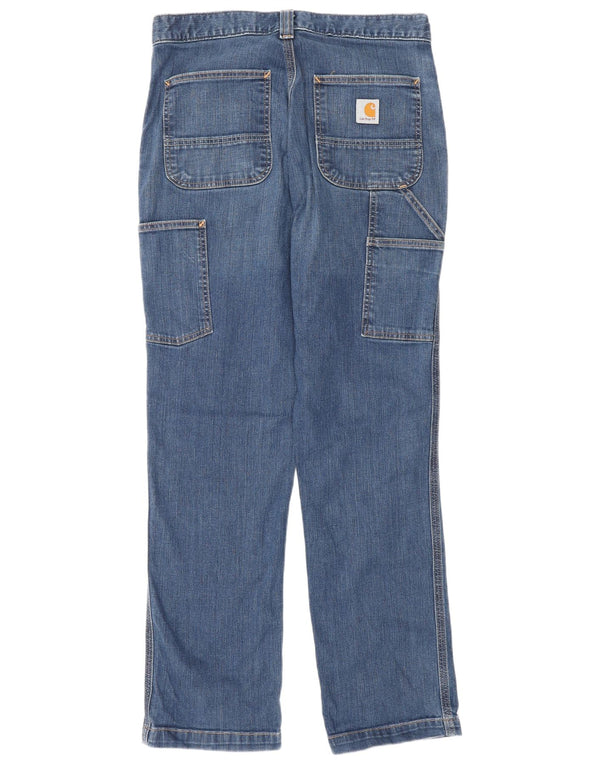CARHARTT Mens Cargo Relaxed Fit Calça Jeans Reta W30 L30 Azul Algodão