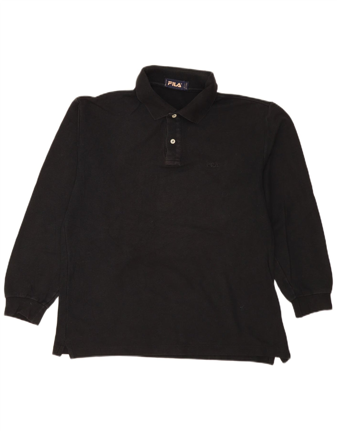 Camisa polo masculina Fila manga comprida IT 50 algodão preto médio