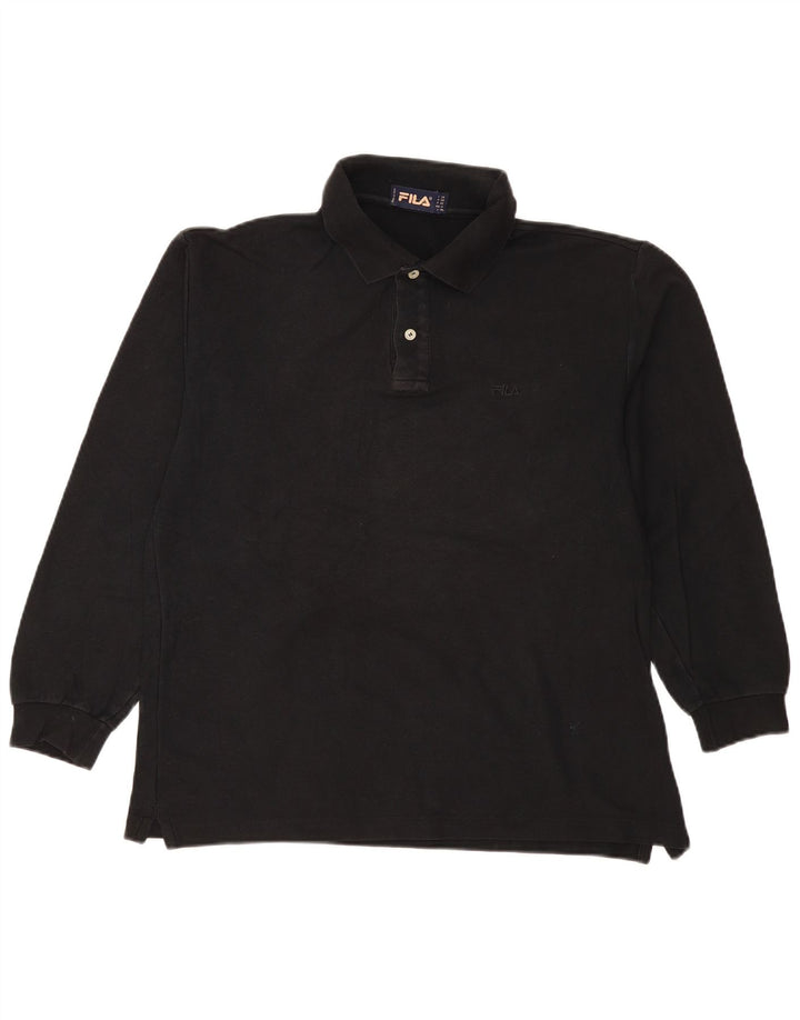 Camisa polo masculina Fila manga comprida IT 50 algodão preto médio