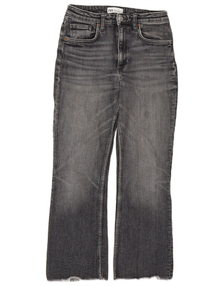 Calça jeans feminina Zara Bootcut EU 34 2XS W24 L26 cinza
