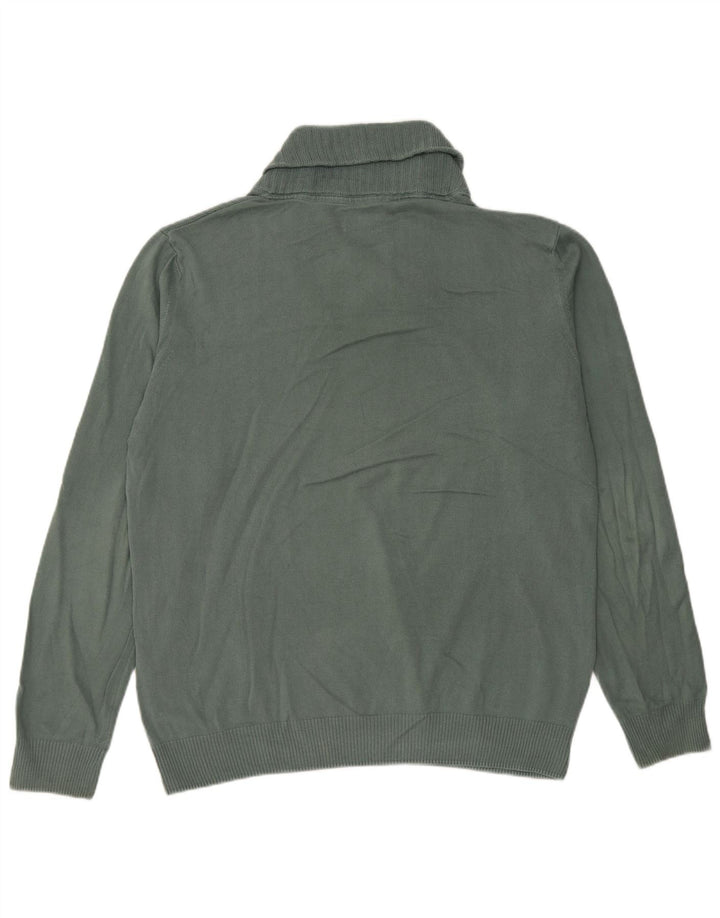 Zara Suéter masculino com gola xale e algodão verde grande