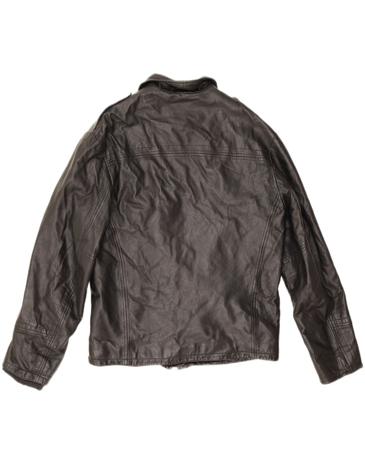 Jaqueta de couro militar masculina Conbipel IT 48 couro preto médio