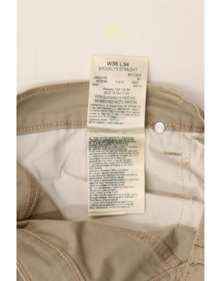 LEE Mens Brooklyn Straight Casual Trousers W36 L30 Beige Cotton Vintage Lee and Second-Hand Lee from Messina Hembry 