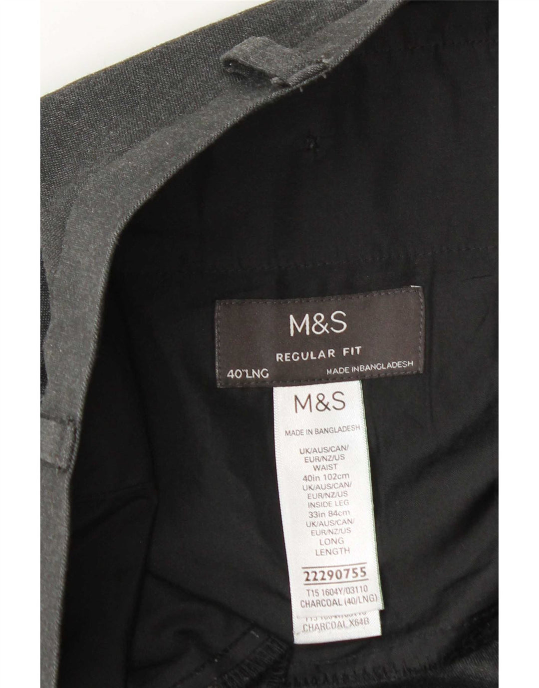 Calça Chino Regular Masculina Marks & Spencer W40 L33 Cinza Poliéster