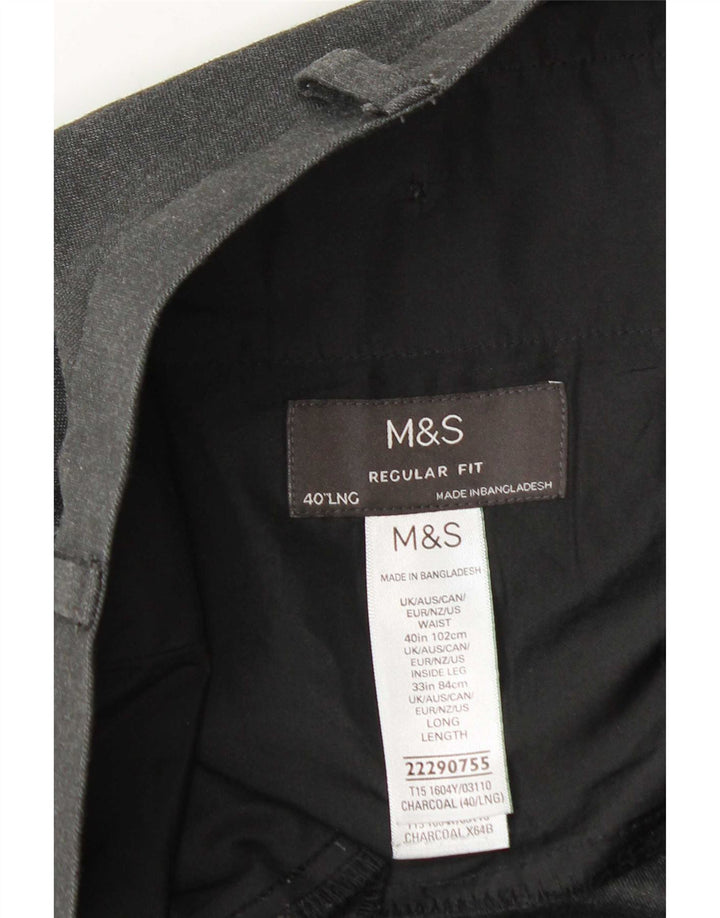 Calça Chino Regular Masculina Marks & Spencer W40 L33 Cinza Poliéster