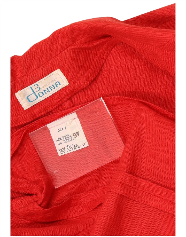 Jaqueta blazer feminina vintage com peito duplo IT 46 linho vermelho grande