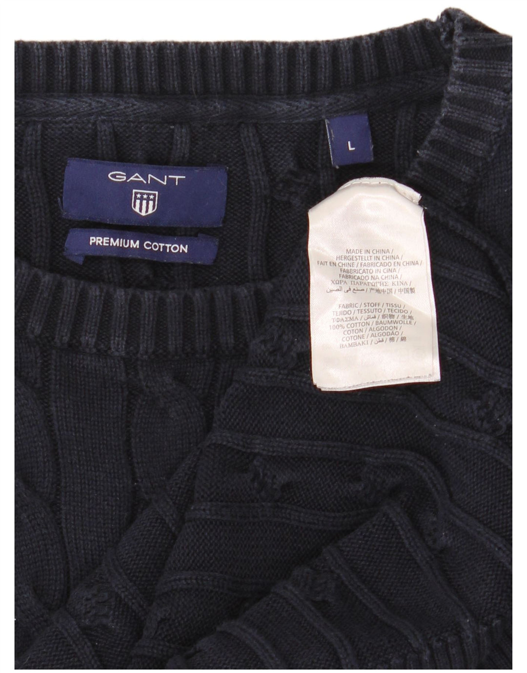 Suéter masculino Gant com gola canoa grande algodão azul marinho