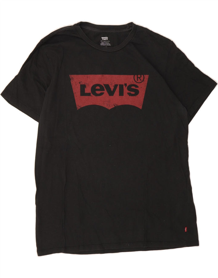 LEVI'S Mens Graphic T-Shirt Top Large Black Cotton Vintage Levi's and Second-Hand Levi's from Messina Hembry 