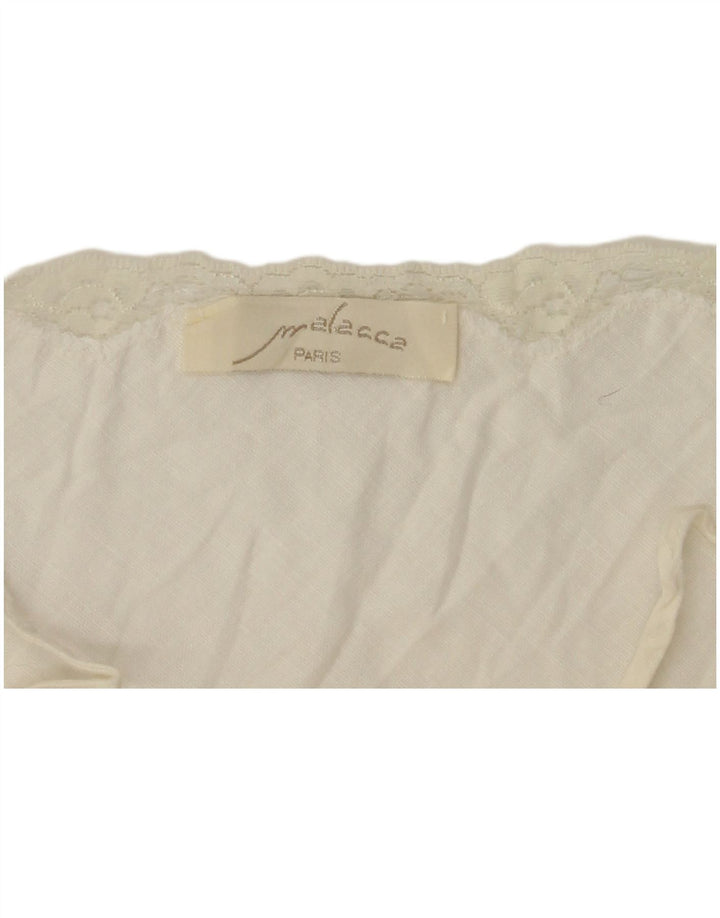 Vestido Mini Slip Feminino Vintage UK 10 Pequeno Branco