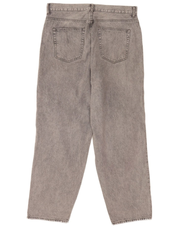 Zara Mens Straight Jeans EU 44 Grande W34 L30 Cinza Algodão