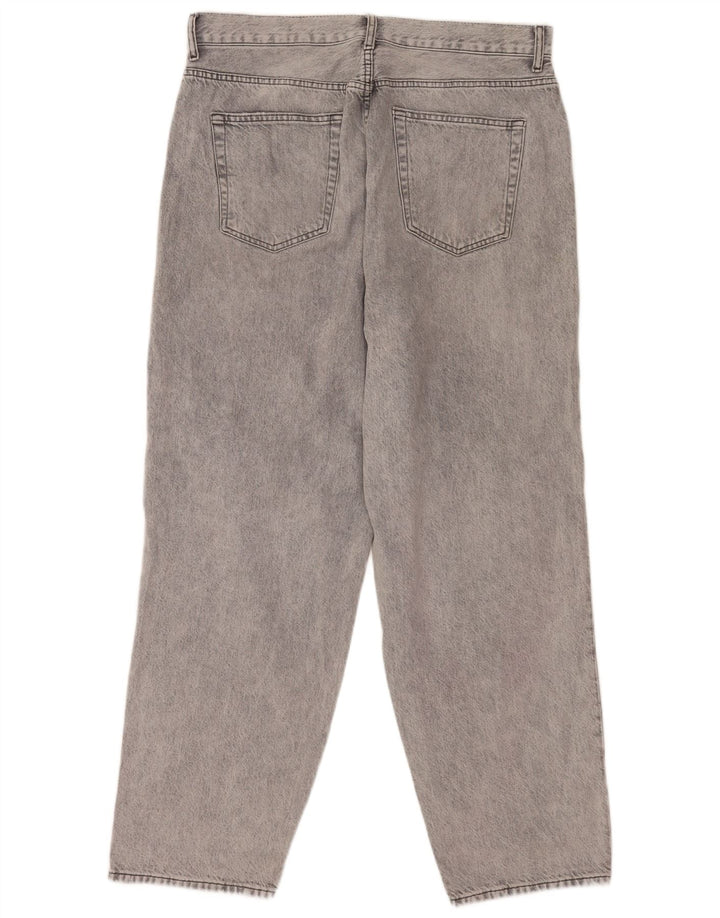 Zara Mens Straight Jeans EU 44 Grande W34 L30 Cinza Algodão
