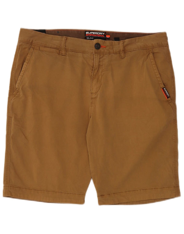 Superdry Mens Slim Chino Shorts W34 Large Beige Cotton