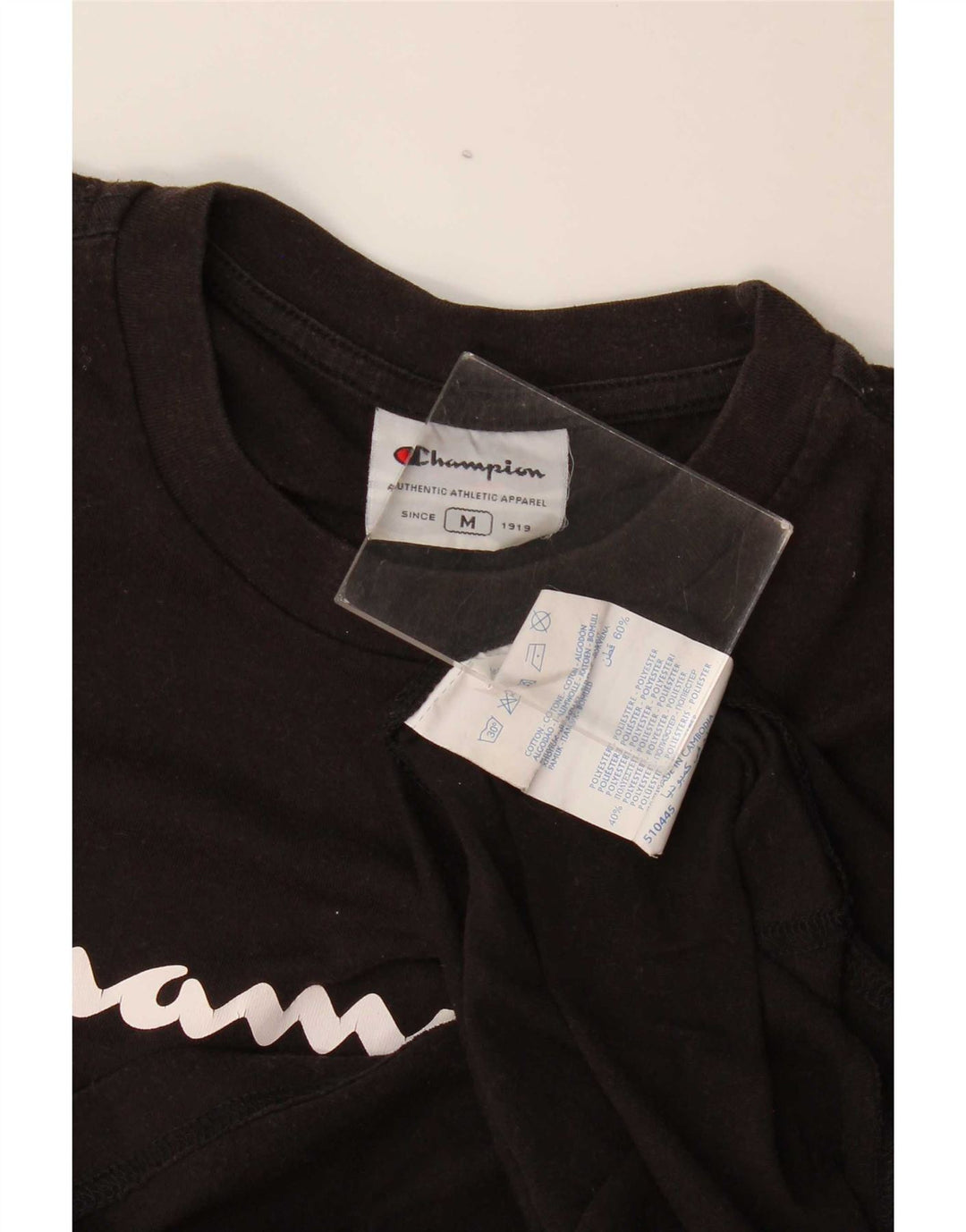 Camiseta gráfica masculina Champion de algodão preto médio