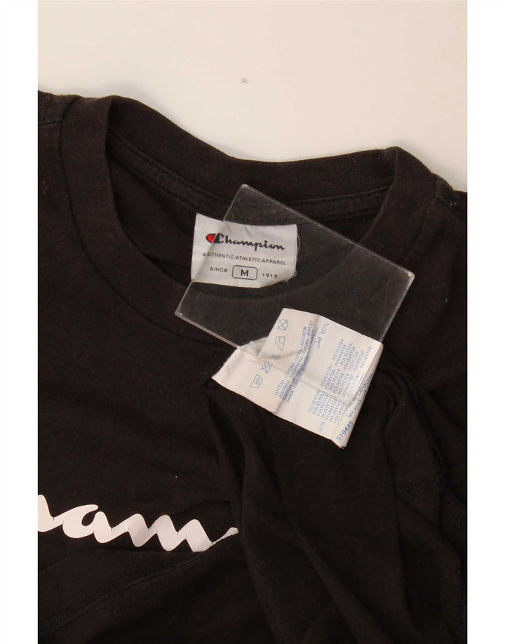 Camiseta gráfica masculina Champion de algodão preto médio