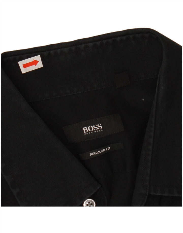Camisa masculina de ajuste regular HUGO BOSS tamanho 16 1/2 42 grande preta