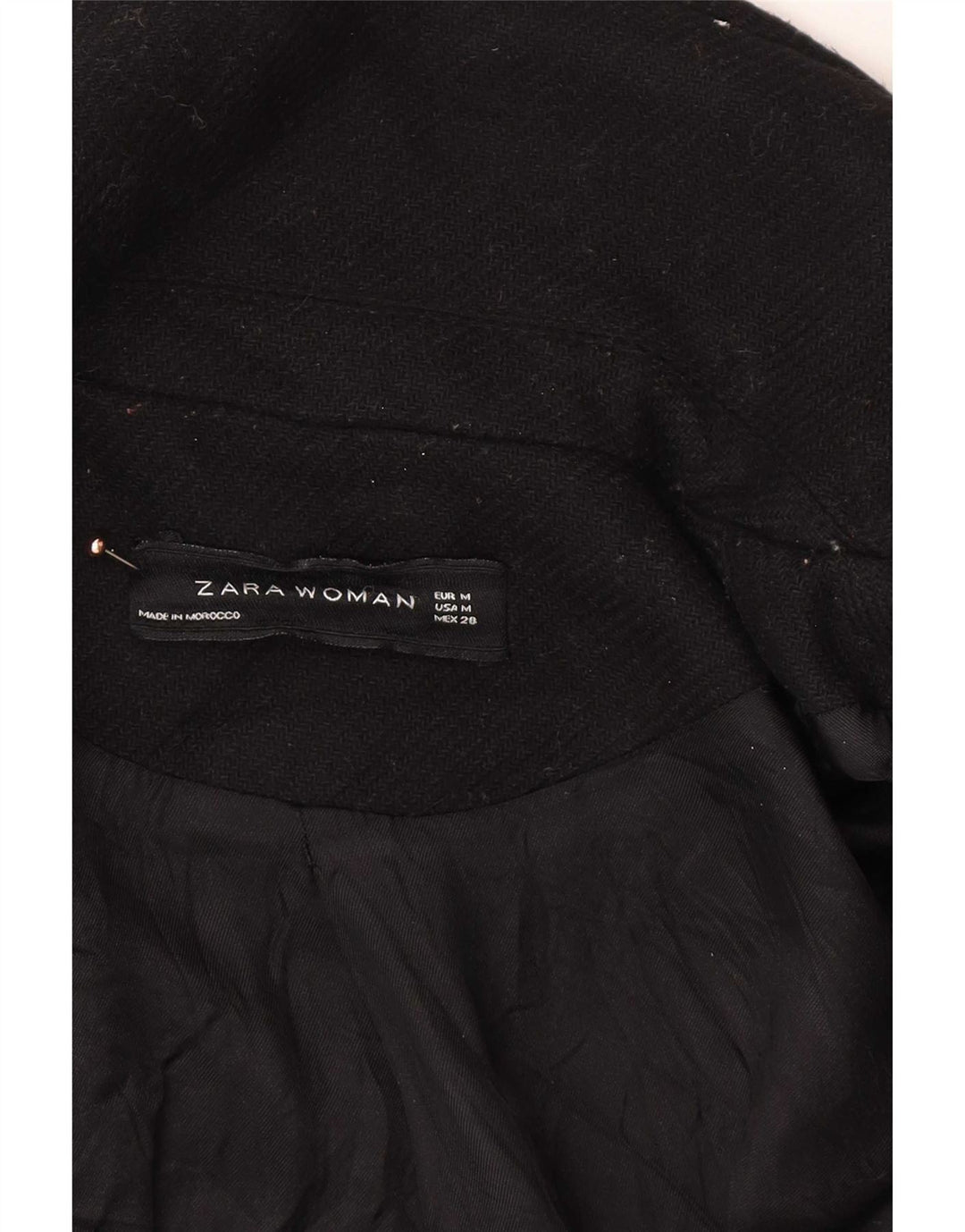 Sobretudo feminino Zara UK 14 lã preta média