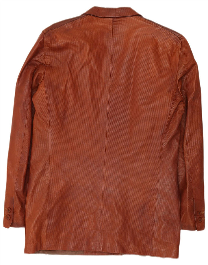 Jaqueta blazer masculina repórter com peito duplo IT 48 couro marrom médio