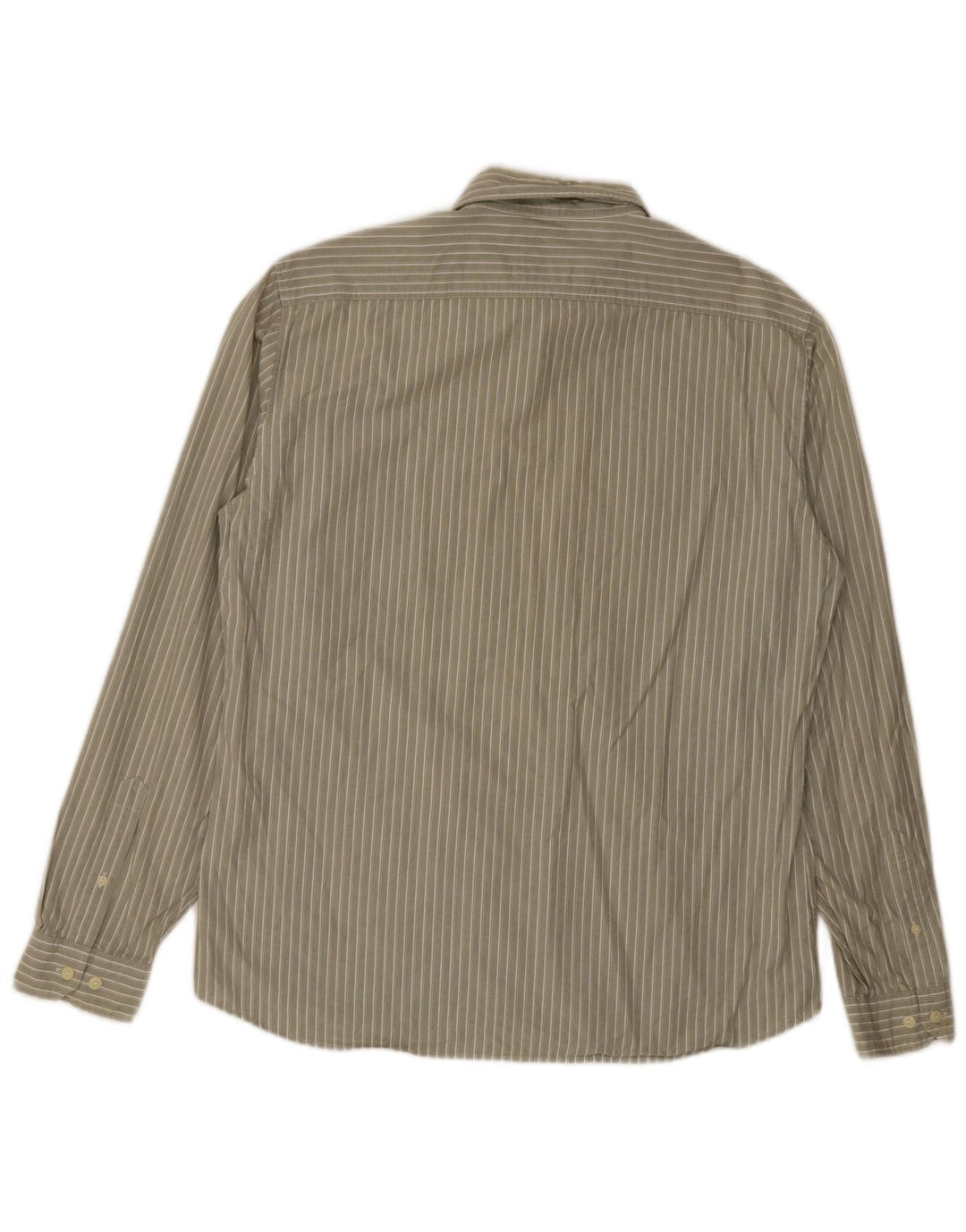 Camisa masculina Marks & Spencer grande listrada cáqui de algodão