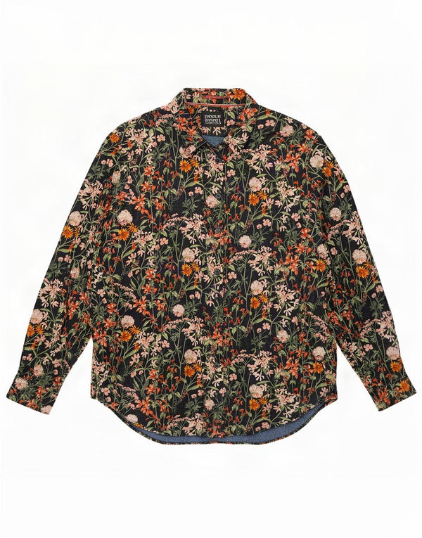 Camisa feminina Scotch & Soda Reino Unido 14 médio preto floral