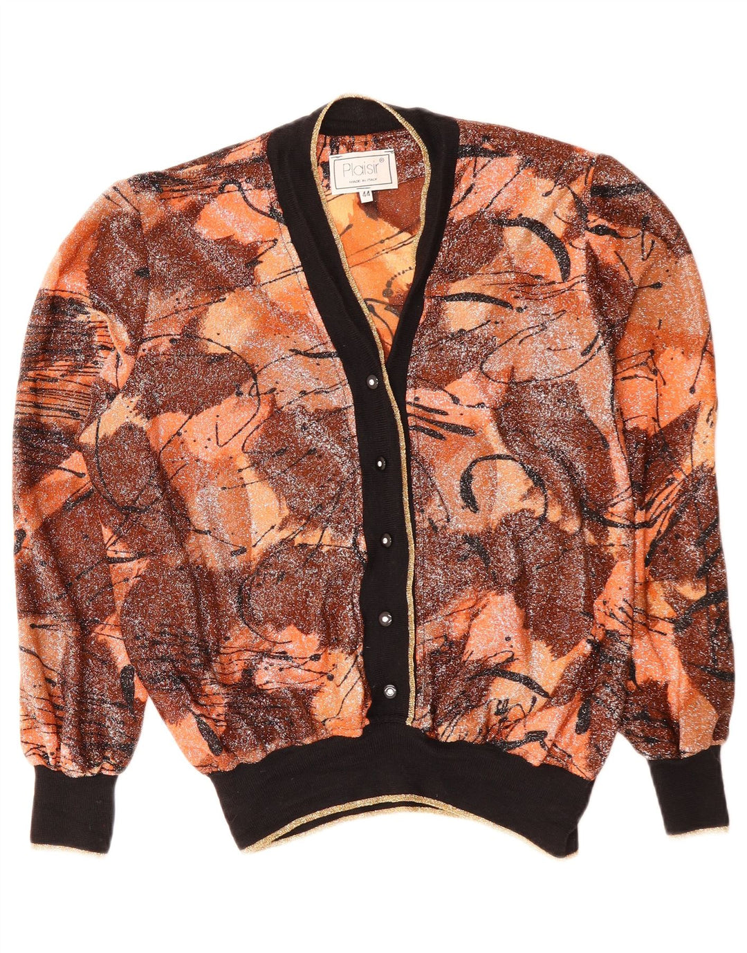 Suéter cardigã feminino PLAISIR com padrão abstrato IT 44 marrom médio