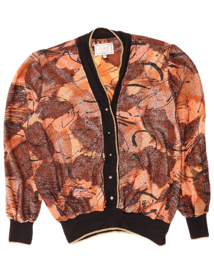Suéter cardigã feminino PLAISIR com padrão abstrato IT 44 marrom médio