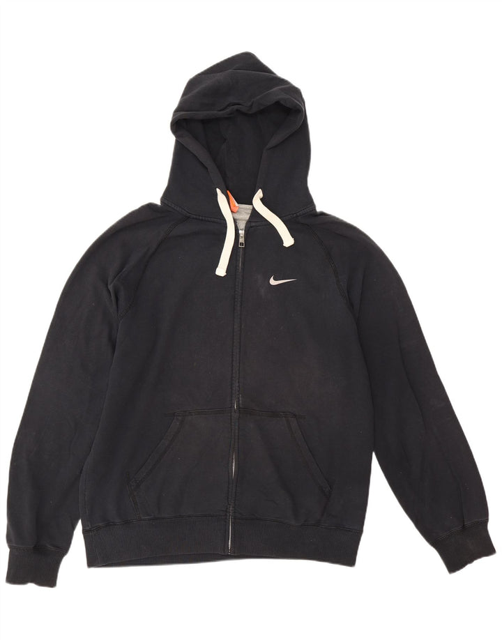 Suéter Nike masculino com capuz e zíper gráfico médio azul marinho algodão