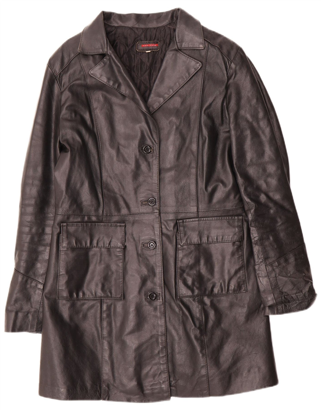 Casaco de couro feminino vintage UK 14 grande preto