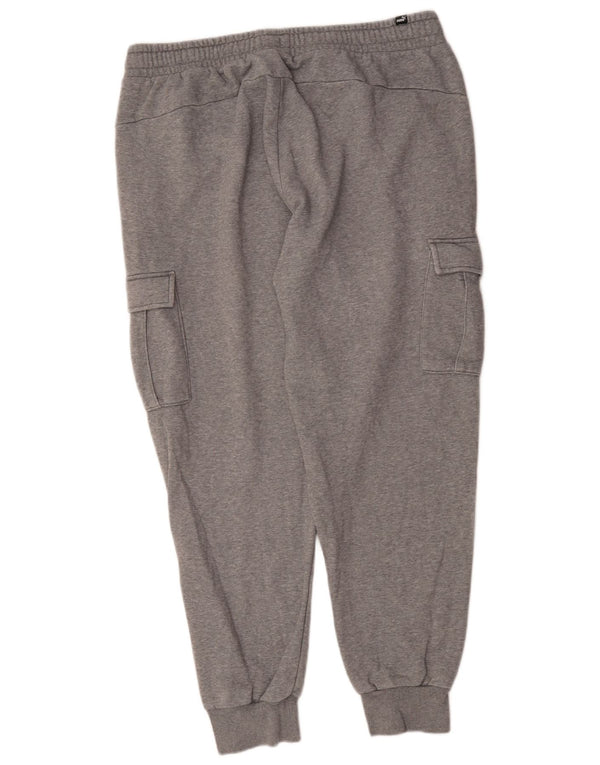 Calça de treino masculina PUMA Cargo Joggers XL cinza manchado de algodão
